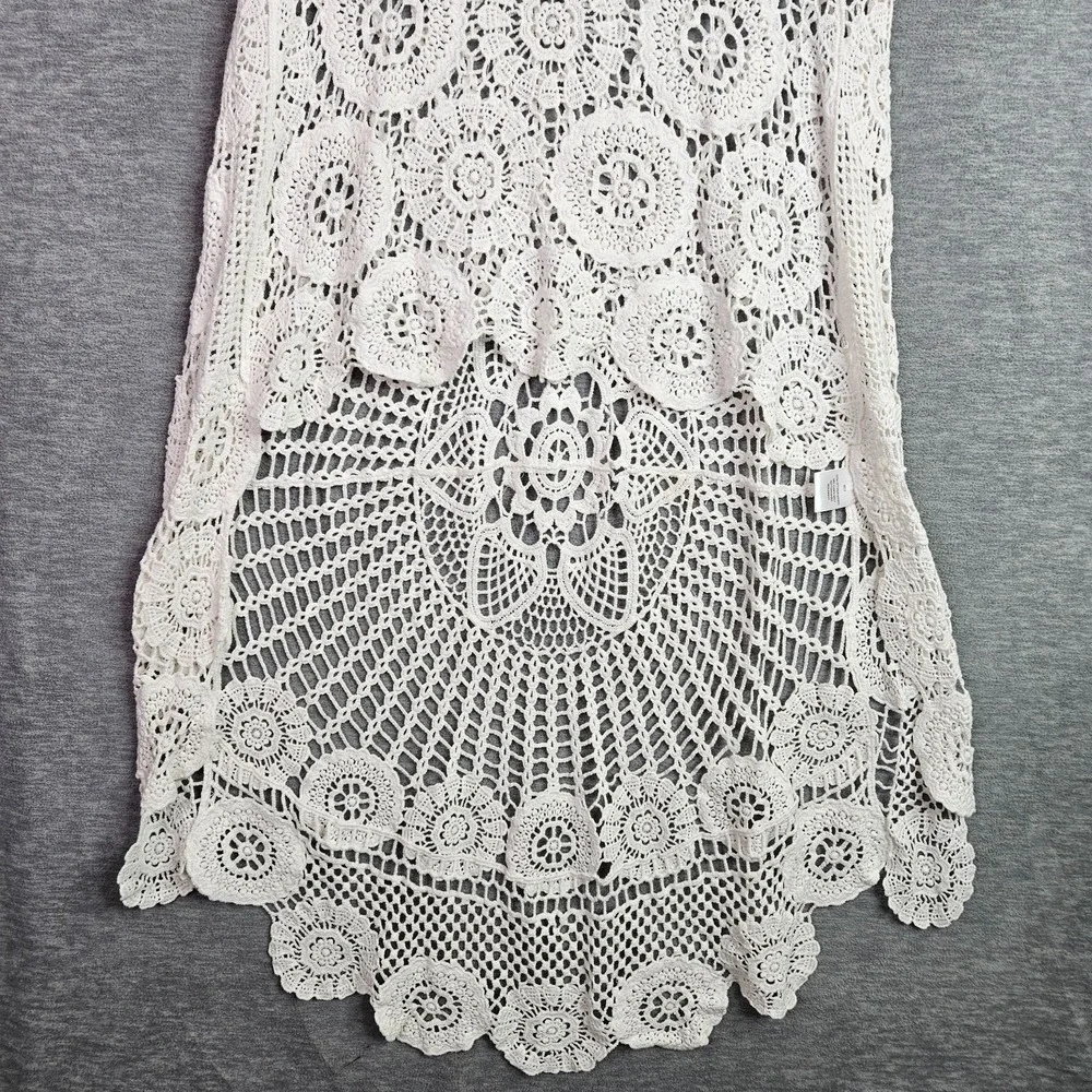 Adora Women White Crochet Lace Sleeveless Cover Up Boho Festival Top NWT S/M